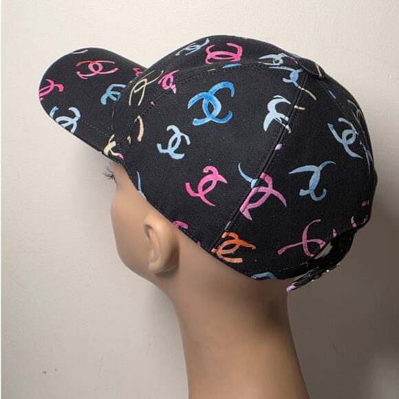 Chanel Black multicolor Interlocking CC Printed Baseball Cap One size main image 8